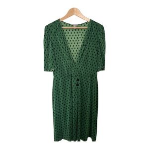 ASOS Curve polka dot plisse mini dress size 14 color green